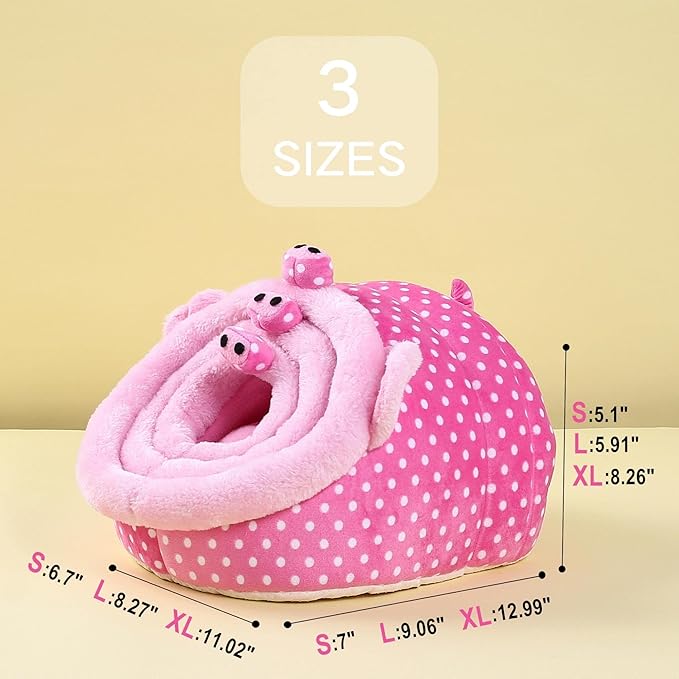 JanYoo Animal Bed Guinea Pig Accessories Cage Habitat Toy Hideout House Washable(L,Pig)