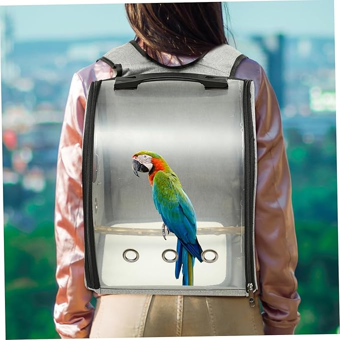 BESPORTBLE Portable Parrot Carrier Bag Comfortable Travel Backpack for Birds with Straps Wear-Resistant Design for Cockatiels Lovebirds and Birds Grey Color