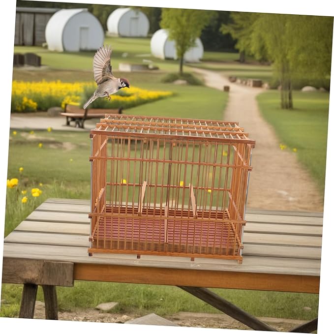 Retro Bird Travel Carrier Cage Small Bird Cage for Lovebirds Parakeets Cockatiels Portable Carrying Case