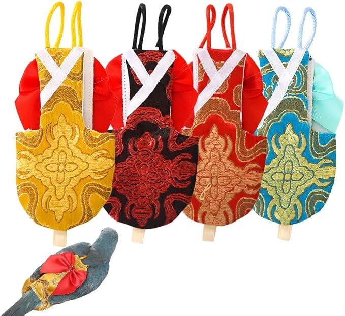 4pcs Bird Diaper Cute Parrot Flight Suit with Elastic Strap Shoulder Strap Parrot Nappy Reusable Pigeon Pants Cockatiel Clothes for Parakeet Mini Macaw Budgie Canary - XL