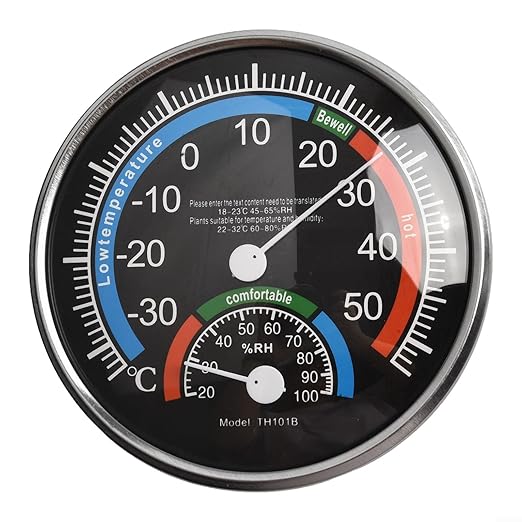 Analogue for Thermometer Hygrometer for Thermal Room Climate Control with Temperature and Humidity Measurement for Indoor and Outdoor Use (Black)