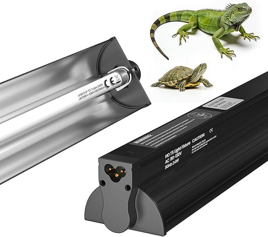 GlowUp 22inch 24W T5 5.0 UVB Light for Reptiles Light Fixture Combo Kit Reptile Lamp Tube Terrarium Hood UVB Light for Bearded Dragon Rainforest Dwelling Reptiles, Chameleons, Iguanas, Turtles