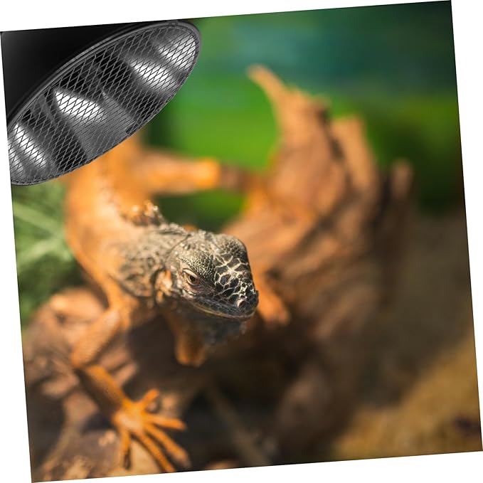 OUNONA Heat Lamp Shade Reptile Heat Lamp Guard Black Iron