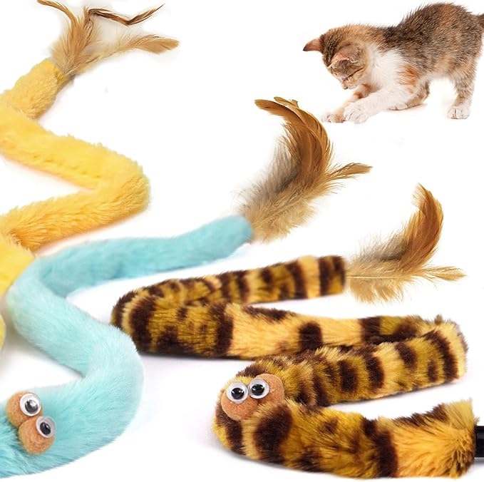 Cat Toys for Indoor Toys,Rainbow Cat Wand Toys,Feather Flips Plush Ball Cat Toys,Interactive Feather Toy for Teaser Play and Chase Exercise with Kitten 3 Pack (Pack 3) - Image 2
