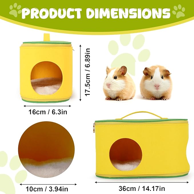 Christmas Guinea Pig Hideout, Large Cozy Bed, Warm Small Animal Cage House for Chinchilla, Hamster, Ferrets, Hedgehog, Rats and Other Small Pets