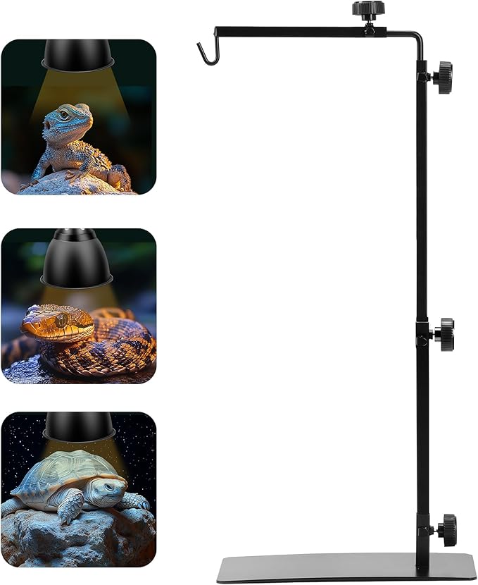 Simple Deluxe Reptile Light Stand Adjustable 15-36.6 inch Floor Lamp Holder, Metal Bracket for Reptile Tank & Terrarium Heating Light