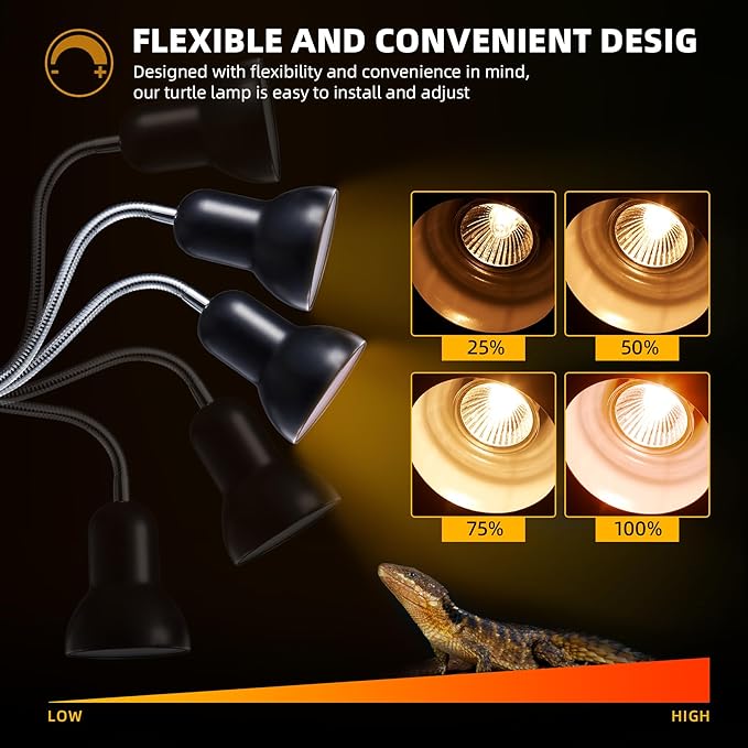 50W Reptile Heat Lamp Bulbs - UVA UVB Bulbs- Light Turtle Heat Lamp for Reptiles and Amphibian Tanks, Terrariums and Cages - 110V Turtle Reptile Heat Bulbs with E26 Screw Cap Base 2-Pack