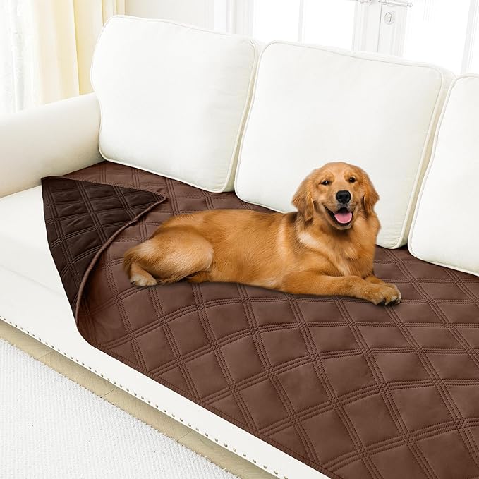 Smiry Waterproof Dog Bed Cover Blanket 30x82, Soft Reversible Pet Blanket, Washable Leakproof Cats Dogs Couch Cover for Sofa, Couch, Furniture, Lattice, Brown/Chocolate