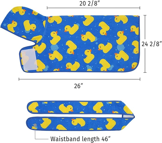 HDE Dog Bathrobe Super Absorbent Quick Drying Puppy Towel Wrap Coat Adjustable After Bath Robes with Hood for Dog Sizes S-XXL Blue Rubber Ducks M