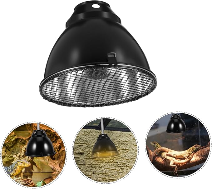 1set Reptile Dome Light Cover Aluminum Heat Lamp Guard for Safe Use Snakes Lizards Turtles Excellent Insulation Quick Heating Performance for Breeding Boxes