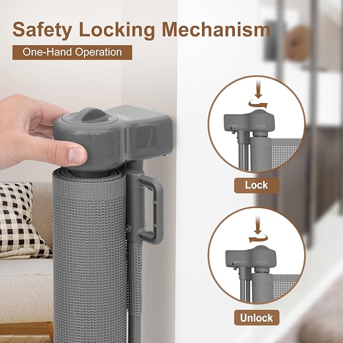 Miumoon 200 inch Retractable Baby Gates 42 inch Tall, Retractable Gate with Reinforced Strip Design to Prevent Crawling Through, 16 FT Outdoor Retractable Gates, Extra Wide Retractable Gate for Garage