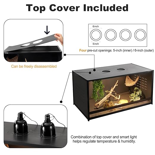 Reptile Enclosure 4 Packs, 48"x24"x24" Stackable Space Efficient Reptile Tank for Bearded Dragon and Ball Python, Expandable Snake Terrarium with Front Opening Tempered Glass Door