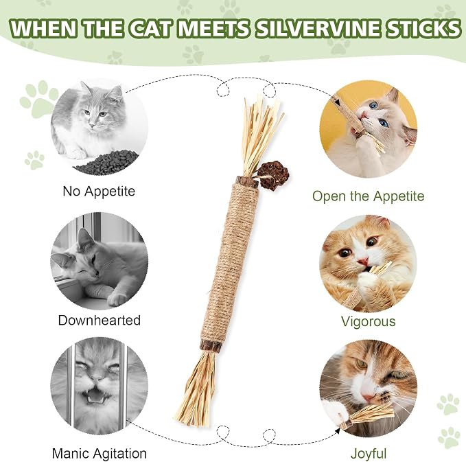 WOUSEDO 8 Pack Catnip Chew Toys for Cats, Cotton Sisal Rope Toys - Image 6