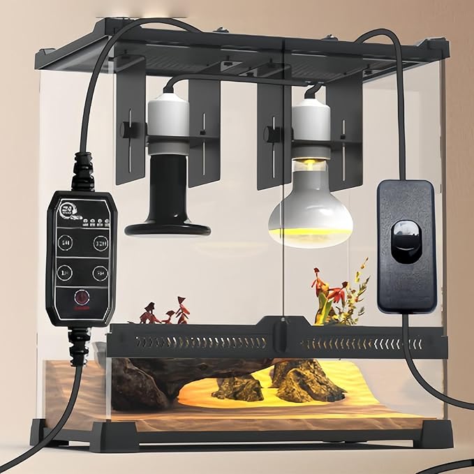 Adjustable Light Holder - Adjustable Height Terrariums Socket with Timer, Terrarium Heat Lamp Holder for Gecko Lizard Amphibians Tortoise Bearded Dragons Leopard Geckos Horned Frogs