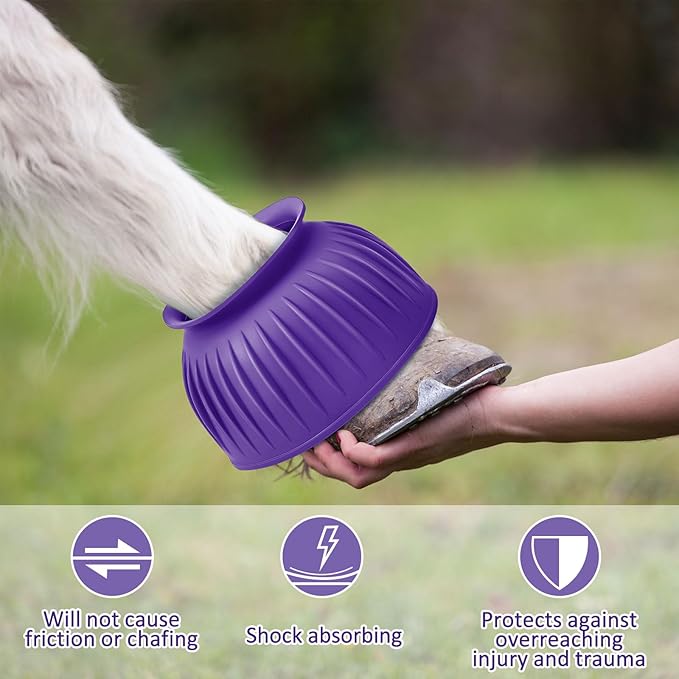 Abbylike Bell Boots for Horses 1 Pair/2 Pair Available, Protect Against Hoof Impact Trauma, Rubber Bell Boots Horse Care for Turnout, No Rub Design Wrap Hook and Loop