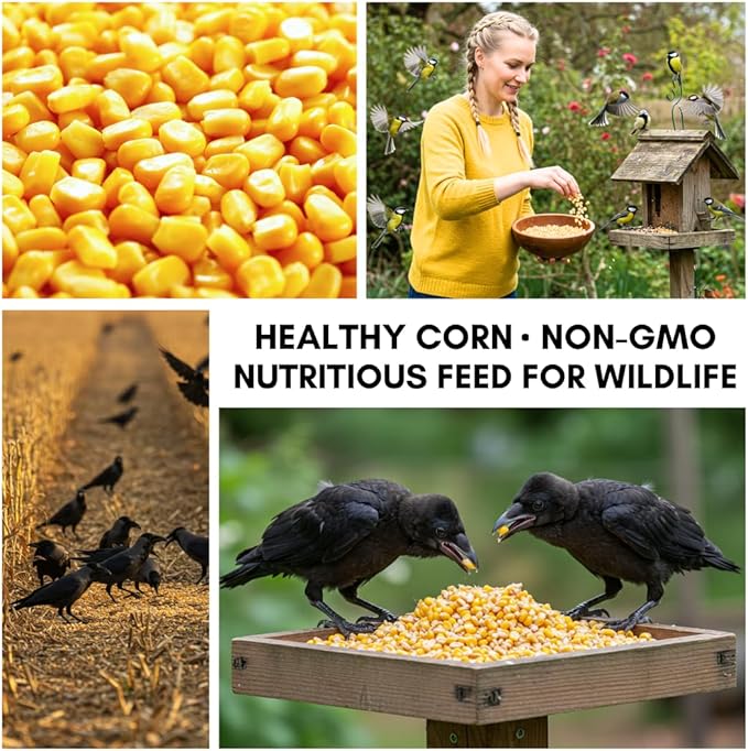 5 Pounds Premium Corn for Feeding – Bird Food for Crows and Ravens, Grown in Iowa, 5 lb Resealable Bag