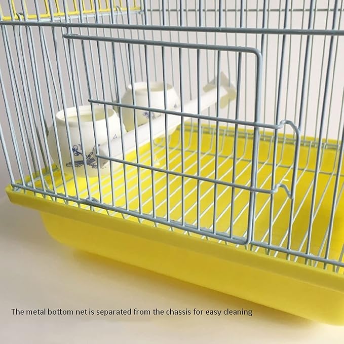 ENGENDER Bird Cage Pet Travel Cage for Birds and Small Animal Bird Carrier Wood Bird Perch with and Feeding Cup Light Breathable Cage Parakeet Cage(B)