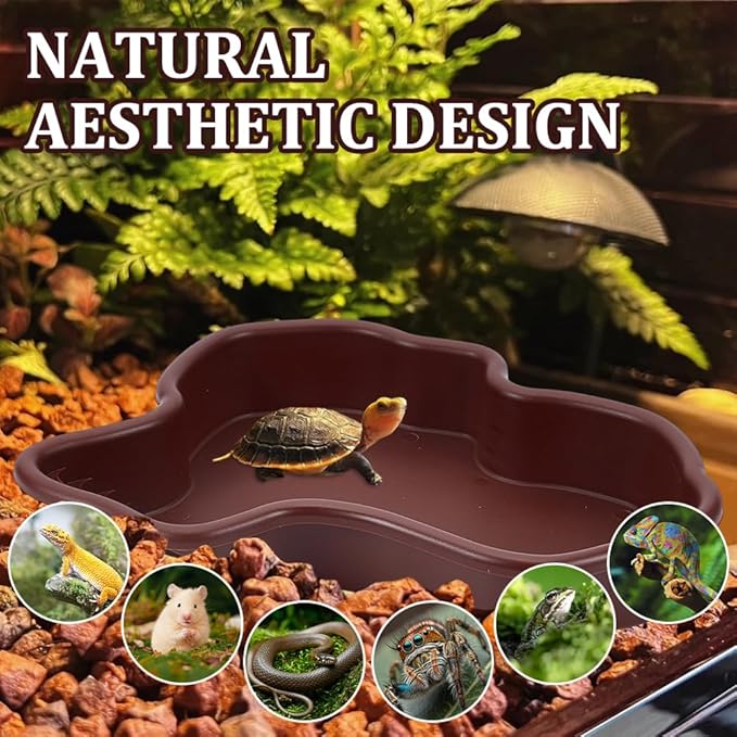 OLYCRAFT 5Pcs/Set Turtle Water Dish with Reptile Feeding Bowls and Cleaning Brush Non-Slip Bathtub Habitat Reptile Bathing Pool Set for Turtles Horned Frogs Lizards Small Pets