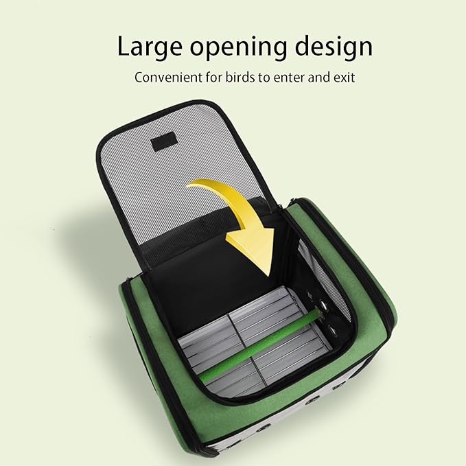 Bird Stroller Bird Backpack Carrier with Perch 14 * 11 * 16in Panoramic View with 3 Side Vents Removable Tray for Conures Parakeet Budgie (Coffee)
