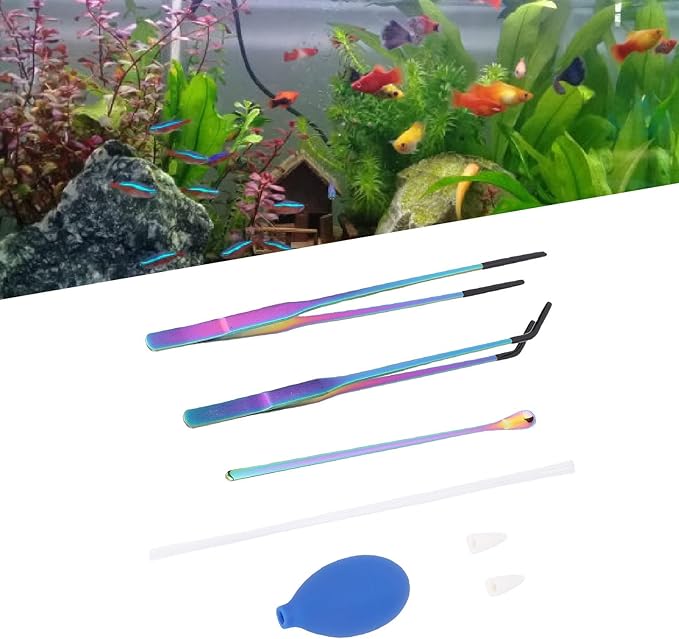 YUYTE Reptile Feeding Tongs with Rubber Tip, Reptile Feeder Tool Kit Stainless Steel Feeding Tweezers for Plants Pet Care and Gardening, Tank Accessories Aquariums Supplies