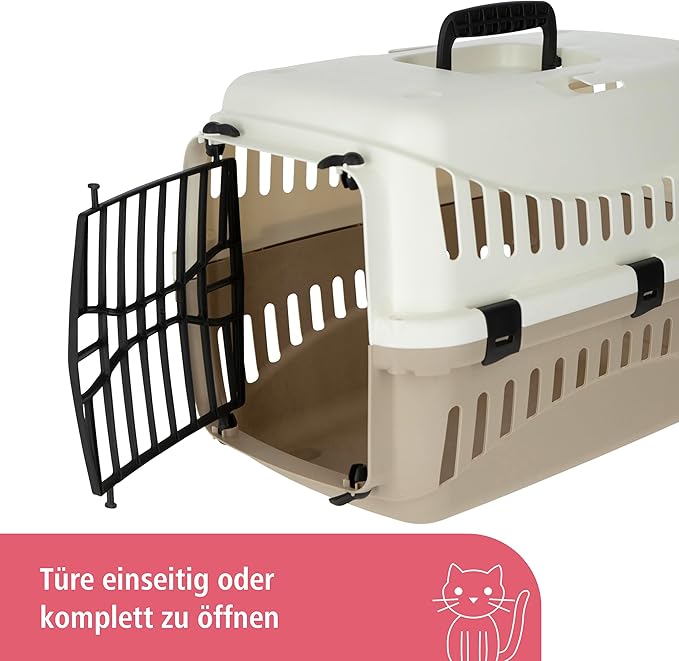Kerbl Transport Box Expedion with Plastic Door, 45 x 30 x 30 cm, Cream/Taupe