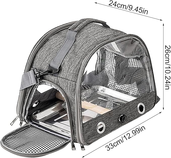 Bird Travel Cage - 33x24x26cm Small Parrot Bird Travel Cage, Lightweight Backpack for Parrot with Shoulder Strap | Portable Small Animal Carrier | Portable Birds Backpack for Budgies, Parakeets, Gent