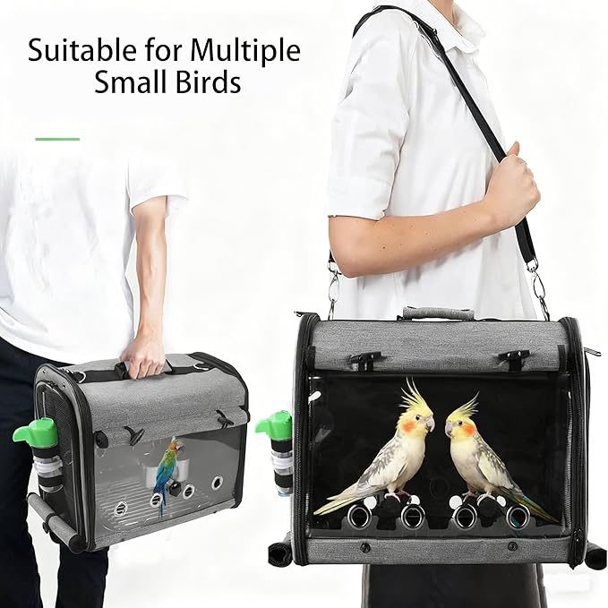 Bird Carrier Bag with Stand, Lightweight Backpack for Parrot, Portable Travel Cage, Pet Transparent Breathable Carrier Lightweight Travel Carrier for Small Bird (2PCS)