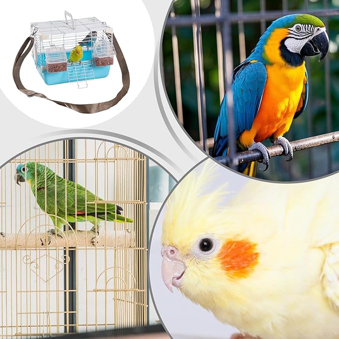 Bird Travel Cage - Portable Heavy-Duty Cages, Comfortable Handle, Small Animal Housing, Durable Pet Carrier | Safe Travel Cage for Cockatiels Budgies Peony Pearl Munias Home Outdoor