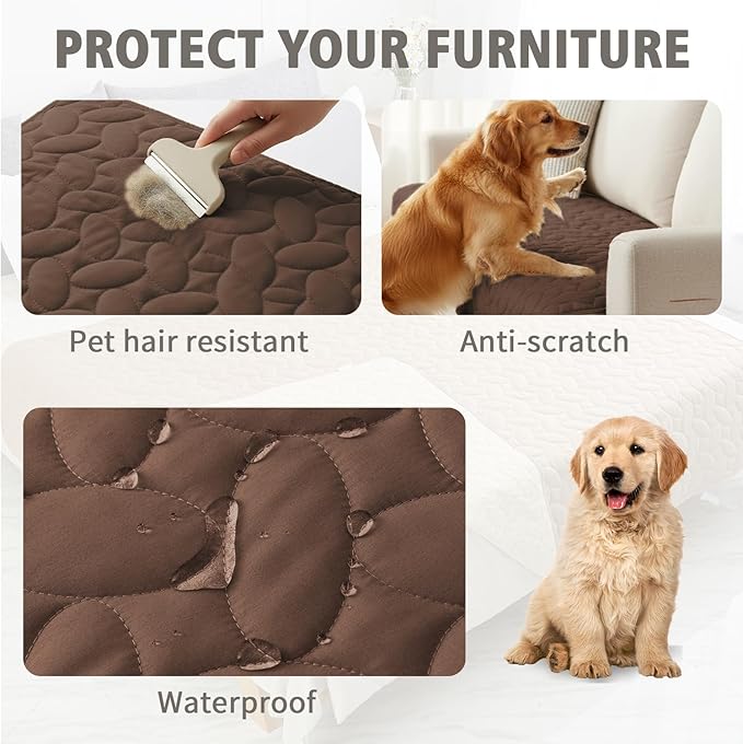 Ameritex Pet Bed Cover Dog Bed Blanket for Sofa and Furniture Waterproof New Pattern Design (68x82 Inch, Chocolate)