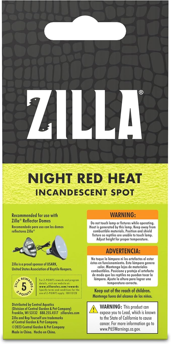 Zilla Incandescent Spot Bulb, for Nocturnal Reptile Species, Night Red (Pack of 2)