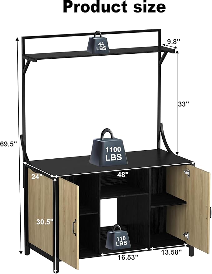 GDLF Reptile Tank Stand Terrarium Stand with Cabinet for Accessories Storage 48" X 24" Tabletop Fits up to 120 Gallon Bearded Dragon, Reptile Terrarium,Turtle Tank,Natural Wood Color