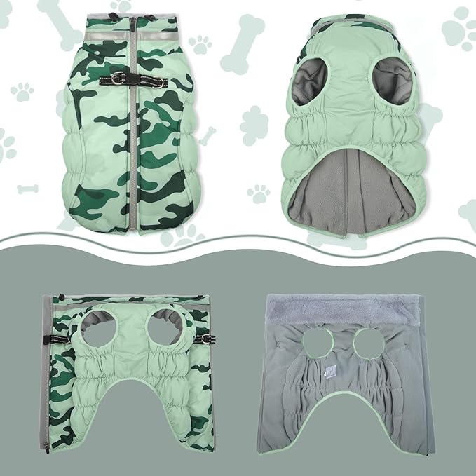 Lelepet Warm Dog Winter Coat Dog Coats for Small Dogs Waterproof Dogs Jacket with Harness Built in Reflective Cold Weather Coats Windproof Zip-Up Winter Fleece Vest Snowsuit Chihuahua XS