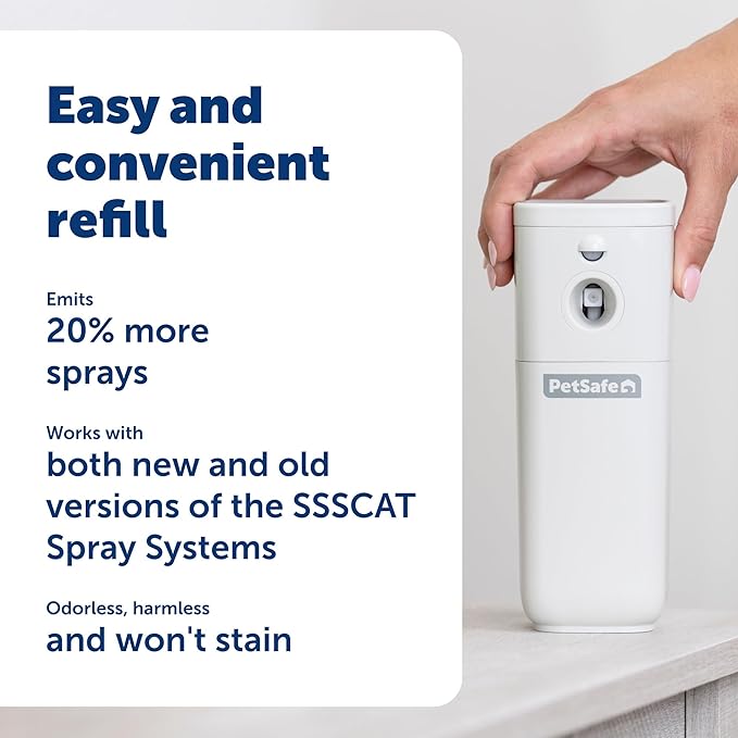 PetSafe SSSCAT Automatic Spray Pet Deterrent - Contactless Behavior Correction - Motion Sensor Air Burst - Odorless - Non-Staining - Versatile Placement Spray - Pack of 3 Refill Cans