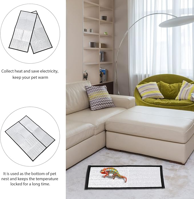 jojofuny Reptile Heating Pad Insulation Film Keep Warming Heat Mat Under Tank Terrarium Heater Set for Pets 2pcs