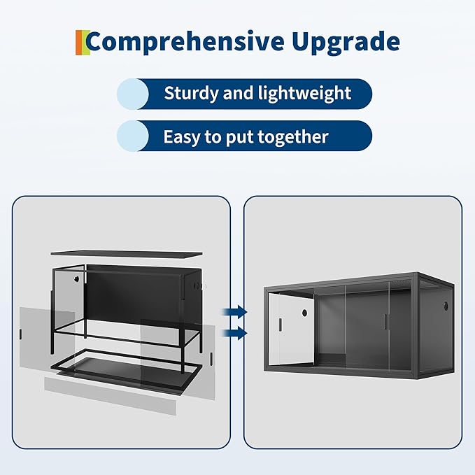 120 Gallon Reptile Terrarium, Bearded Dragon Tank 4ft x 2ft x 2ft, Reptile Enclosure with Sliding Glass Doors & Screen Ventilation Top for Lizard, Chameleon, Snake,Snake Enclosure with Easy Assembly