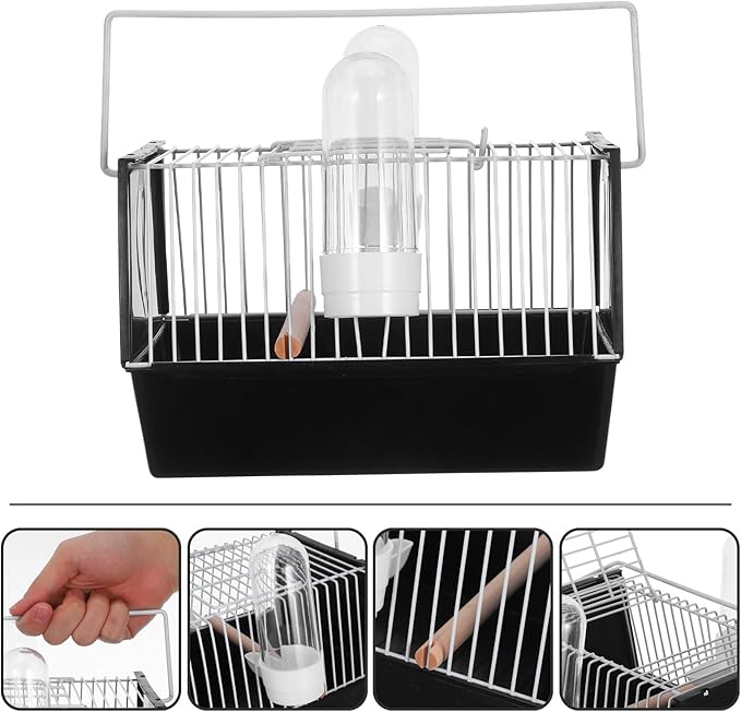 HEMOTON Portable Bird Carrying Cage with Handle Small Plastic Parrot Transport Cage for Outdoor Travel for Parakeets and Cockatiels
