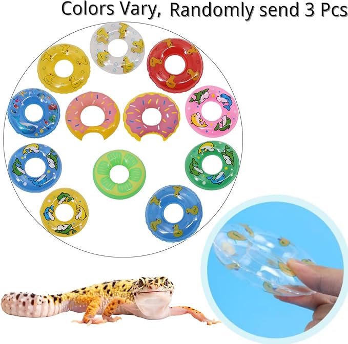 Bearded Dragon Swimming Pool with Inflatable Float Set - Foldable Collapsible Bathing Cooling Pool Bath Tub Reptile Collar Ring for Lizard Amphibians Grooming Health Supplies (30x10cm(11.8''x3.9''))