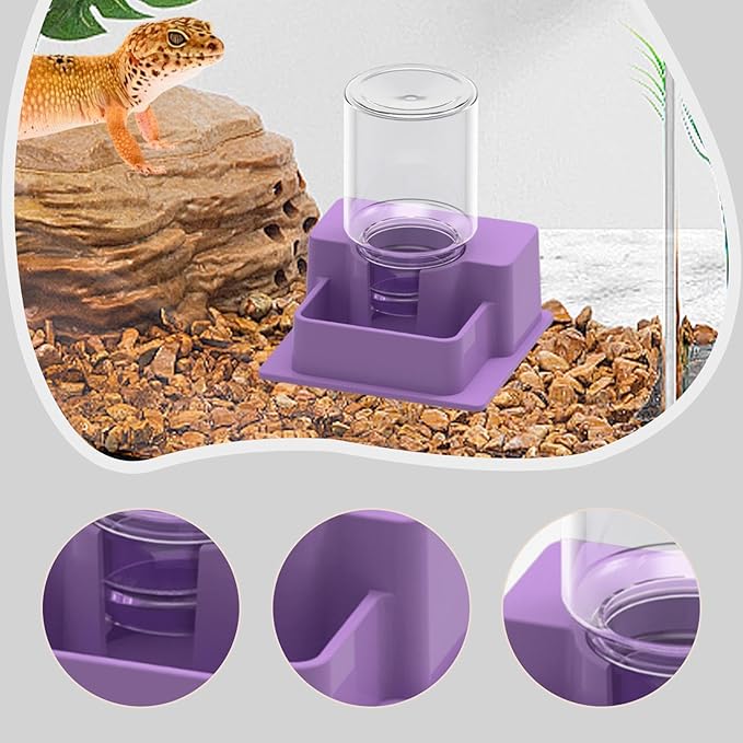 Automatic Reptile Water Dispenser, Aquarium Tank and Accessories for, Purple