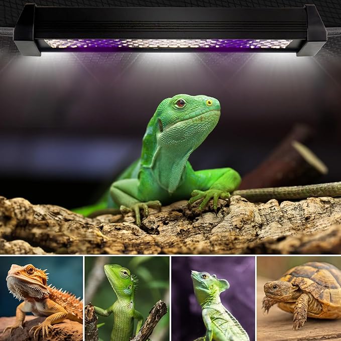 NANEEZOO UVB Reptile Light, Dimmable LED 10.0 UVB Lamp Fixture for Bearded Dragon Gecko Lizard Turtle Snake, Adjustable Brightness UVA UVB Light for Reptiles