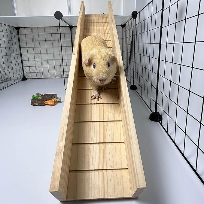 Guinea Pig Bridge, Small Animal Wooden Ladder Ramp, Guinea Pig Cage Ramp Bridge, Guinea Pig Cage Accessories for Guinea Pigs, Ferrets, Chinchillas (Large)