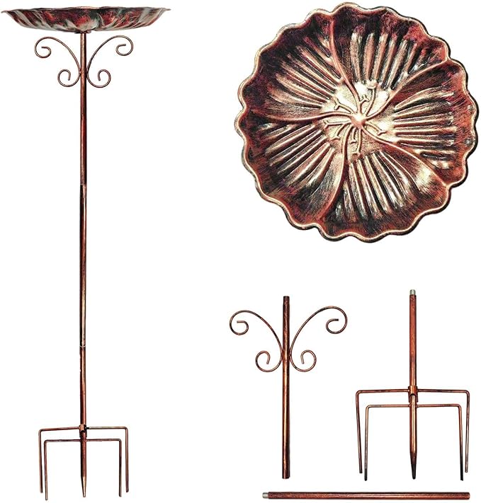 Bird Bath Feeder Bowl Birdfeeder Sturdy Iron Heavy Duty Detachable Easy to