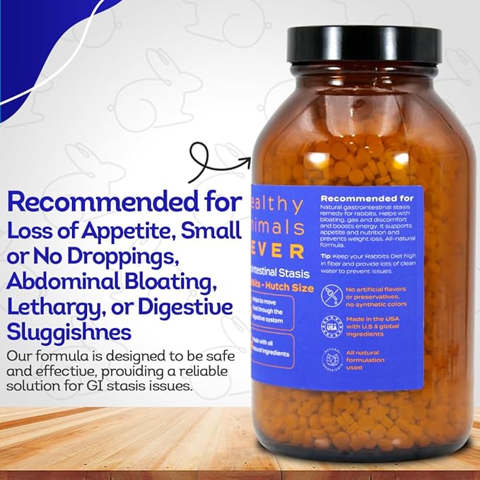 HA4E - Rabbit Gastrointestinal Stasis Treatment - Promotes Healthy Digestion & GI Stasis Relief -Natural Homeopathic Digestive Health Tablets - Pellets, Hutch Size (Extra Large)