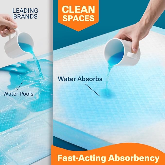 Clean Spaces Extra Large Puppy Pads 28"x34",Super Absorbent Disposable Pee Pads for Dogs / Wee Wee Pads / Potty Training Pads, Incontinence Bed Underpads for Adults, 50 Count
