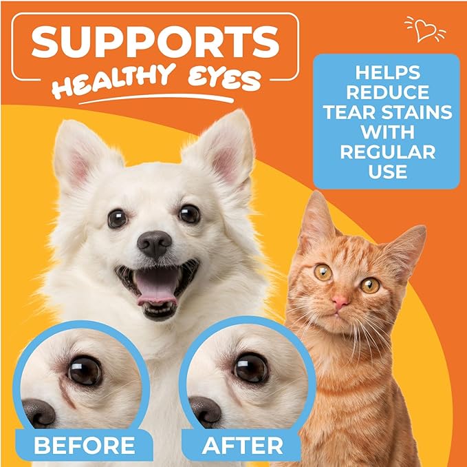 Paw Science Dog & Cat Eye Wipes - Hypoallergenic Eye & Face Wipes for Cats, Dogs, Kitten and Puppy - Pet Tear Stain Remover & Cleaner - Gently Cleans & Removes Discharge, Crust, & Gunk (Unscented)
