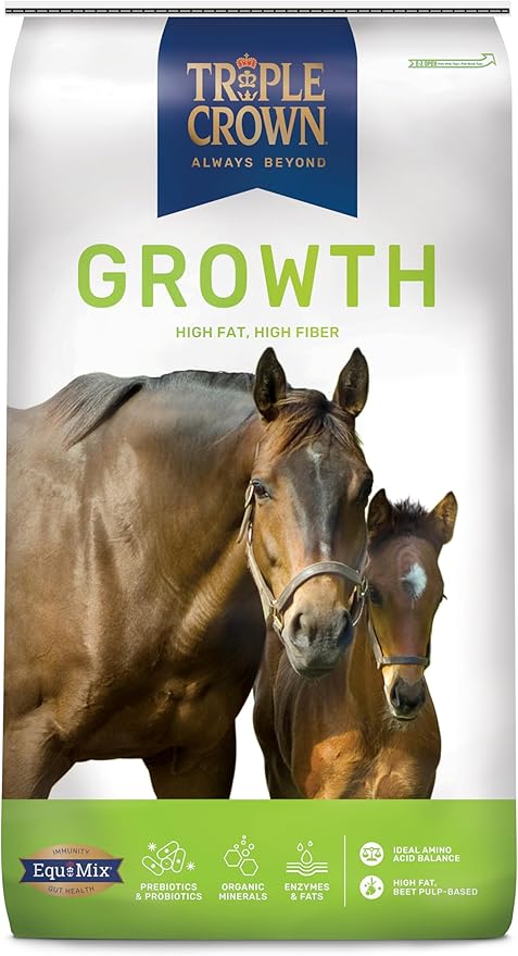 Triple Crown Growth Foal & Mare Feed, Textured Feed for Young Horses, Broodmares & Breeding Stallions, Horse Feed, 50 lbs