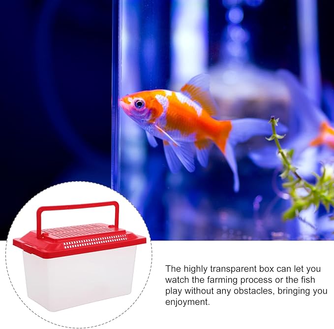 Toddmomy Portable Fish Tank 7.08X4.33X4.33 Inch Handheld Aquarium Transparent Turtle Box Compact Plastic Pet Hamster Carrier for Travel and Home Use