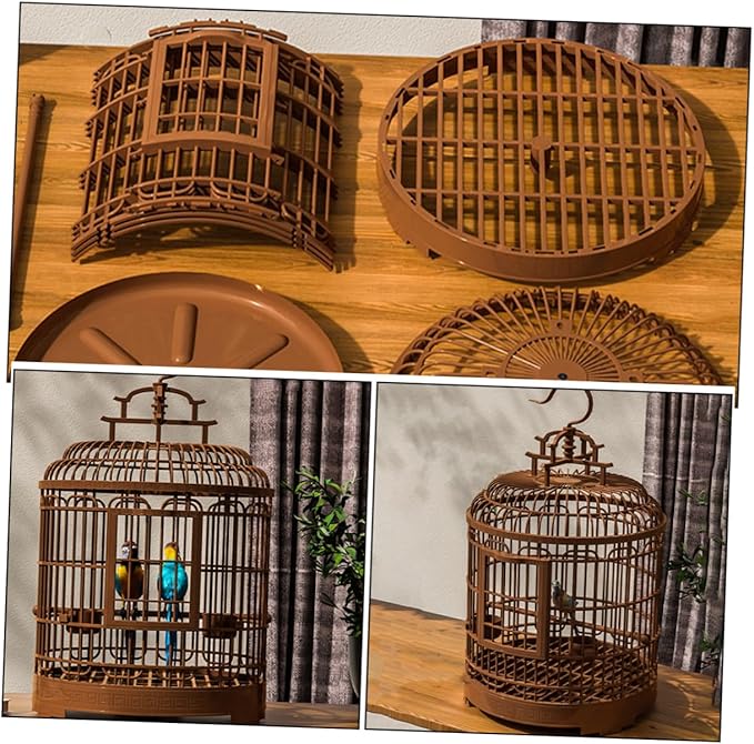 Vintage Birdcage Villa Large Decorative Plastic Cage for Parakeets Budgies Cockatiels Travel Indoor Use