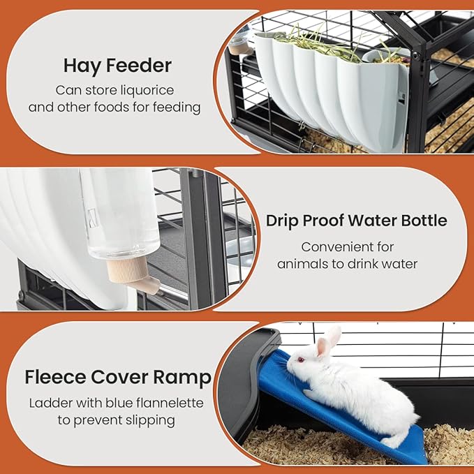 BORKIN Small Animal Playpen&Small Animal Cage with Foldable Fence, Guinea Pig Cages, Hedgehog Cage with Waterproof Bottom Canvas, Small Animal House & Habitat,35" L