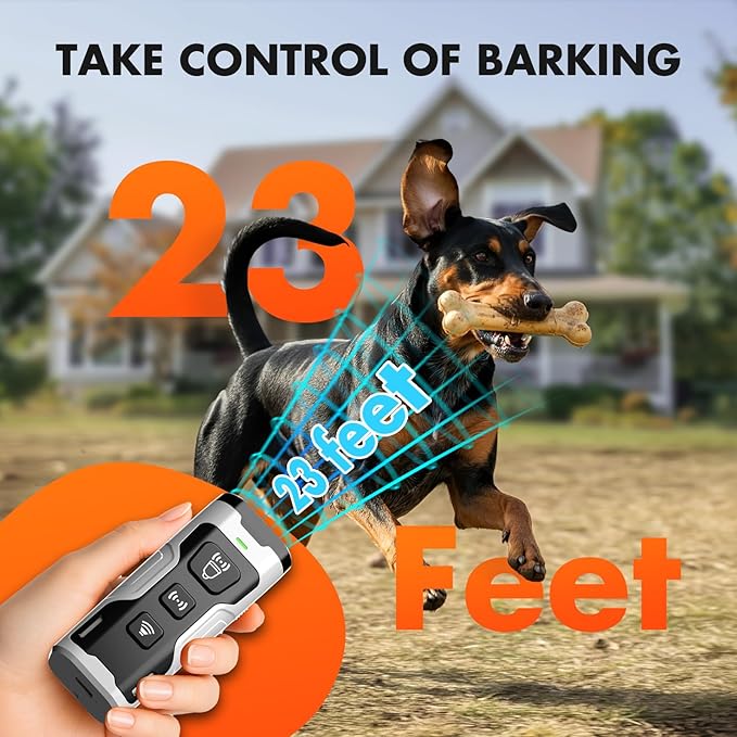 YUYQA Dog Bark Deterrent Device, 3X Ultrasonic Anti Barking, 6 Training Modes 23 FT Range Barks No More Indoors Outdoors Behavior Correct Safe & Humane Rechargeable Compact Bark Control for Dogs