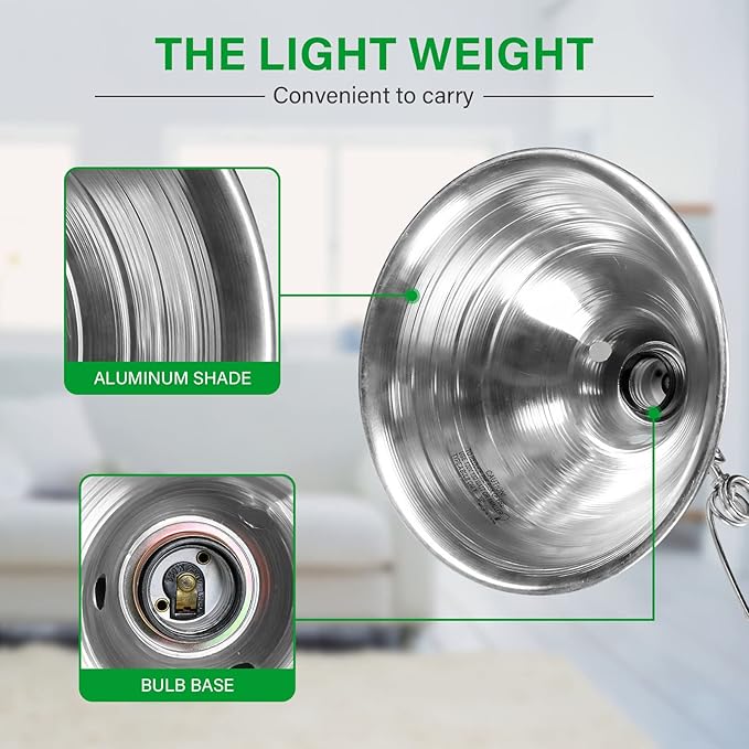 Simple Deluxe Clamp Lamp Light with 8.5 Inch Aluminum Reflector up to 150 Watt E26 (no Bulb Included) 6 Feet 18/2 SPT-2 Cord, 2-Pack